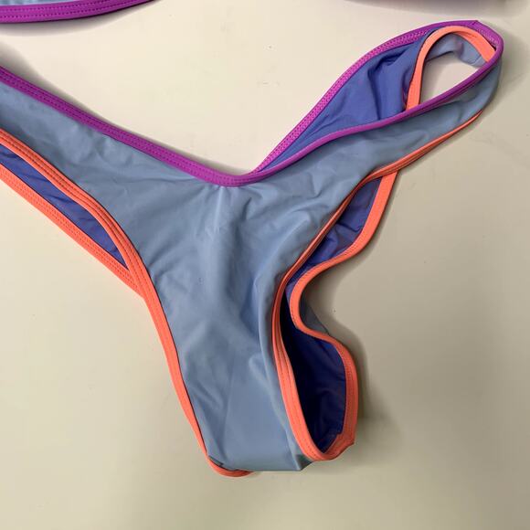 OneOne Swimwear Set Bikini New Blue Neon Womens Large - Picture 11 of 14